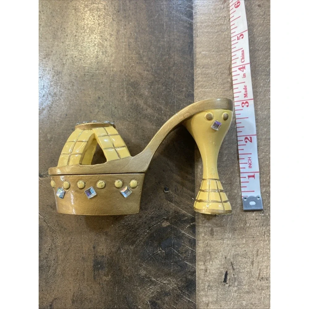 Embellished High Heel Platform Shoe Jewelry‎ Box Gold Metallic